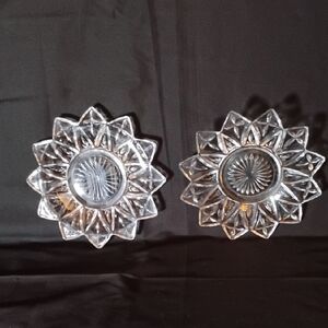 Vintage Clear Crystal Starburst Cake Plates Set Of 2